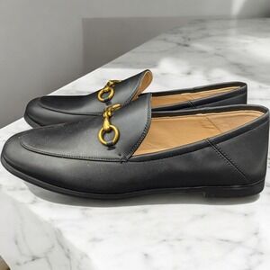 Vertundy‎ Loafers Mens 8 Black Gold Tone Hardware Mules